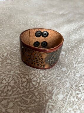 Lord of the Rings Leather and Bronze Cuff Bracelet